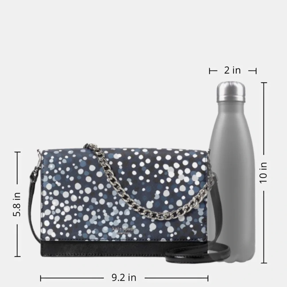 KATE SPADE CONVERTIBLE CROSSBODY CAMERON Saffiano Leather
Blue Dots
Black Body - Picture 8 of 15